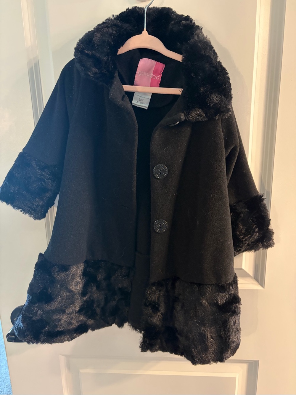 Good Lad Black Faux Fur-Trim Coat for Kids